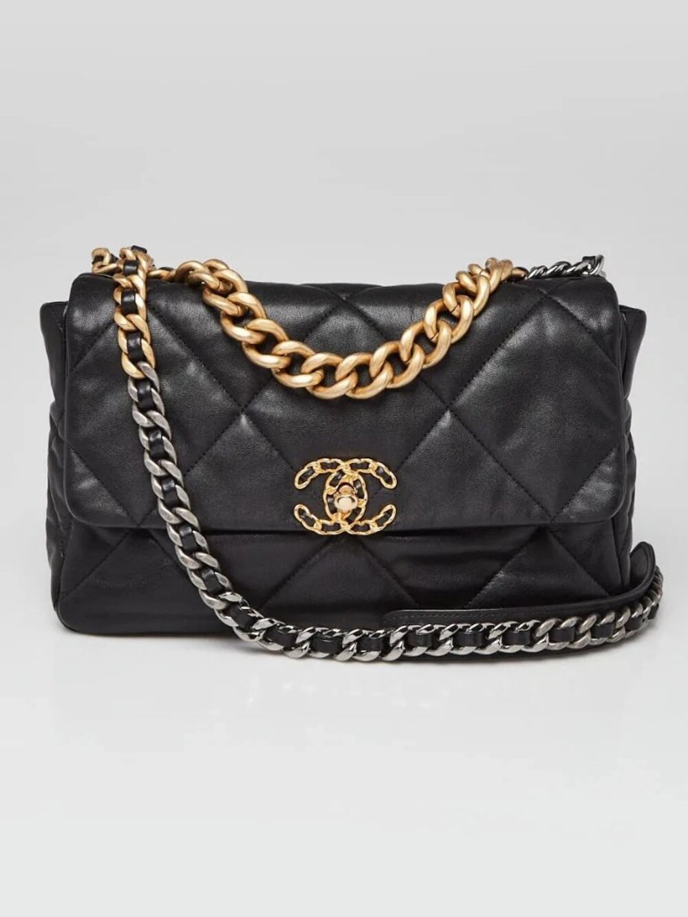 Chanel Black Quilted Goatskin Leather Chanel 19 Large Flap Bag